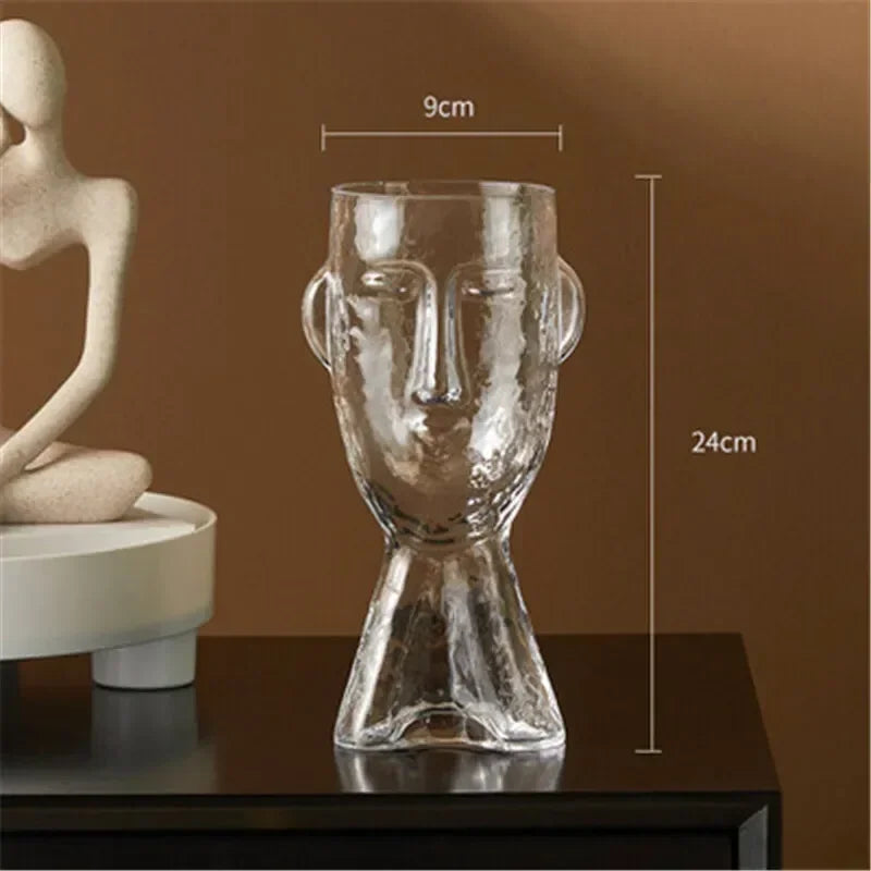 Lillo-Vase Visage Artistique en Verre Décoratif inspiré des Statues de l'Île de Pâques