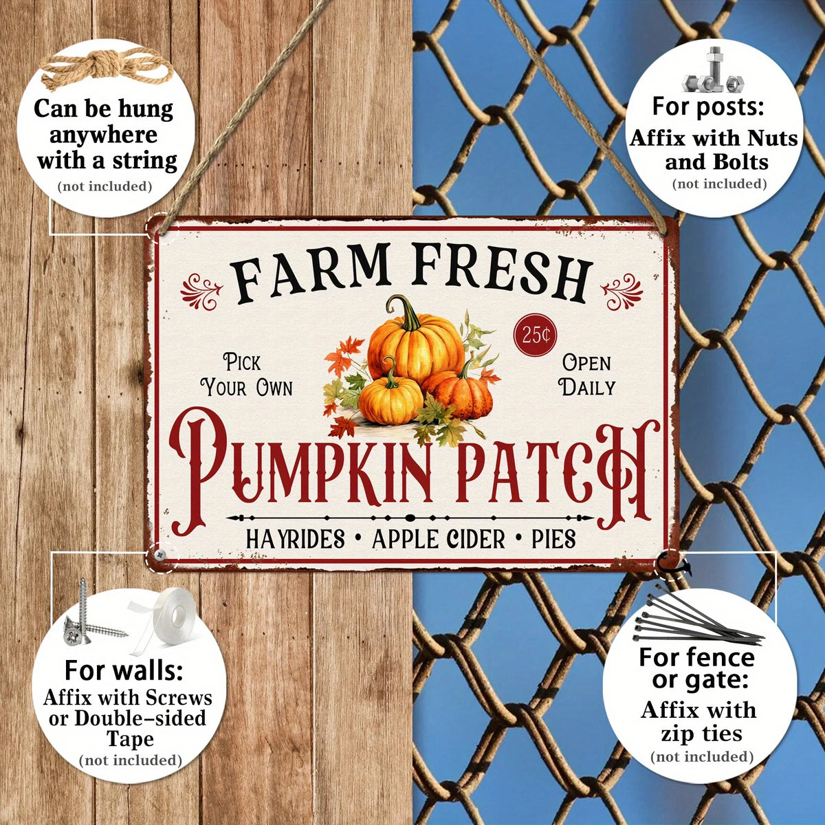 Plaque murale vintage – Citrouille d’automne