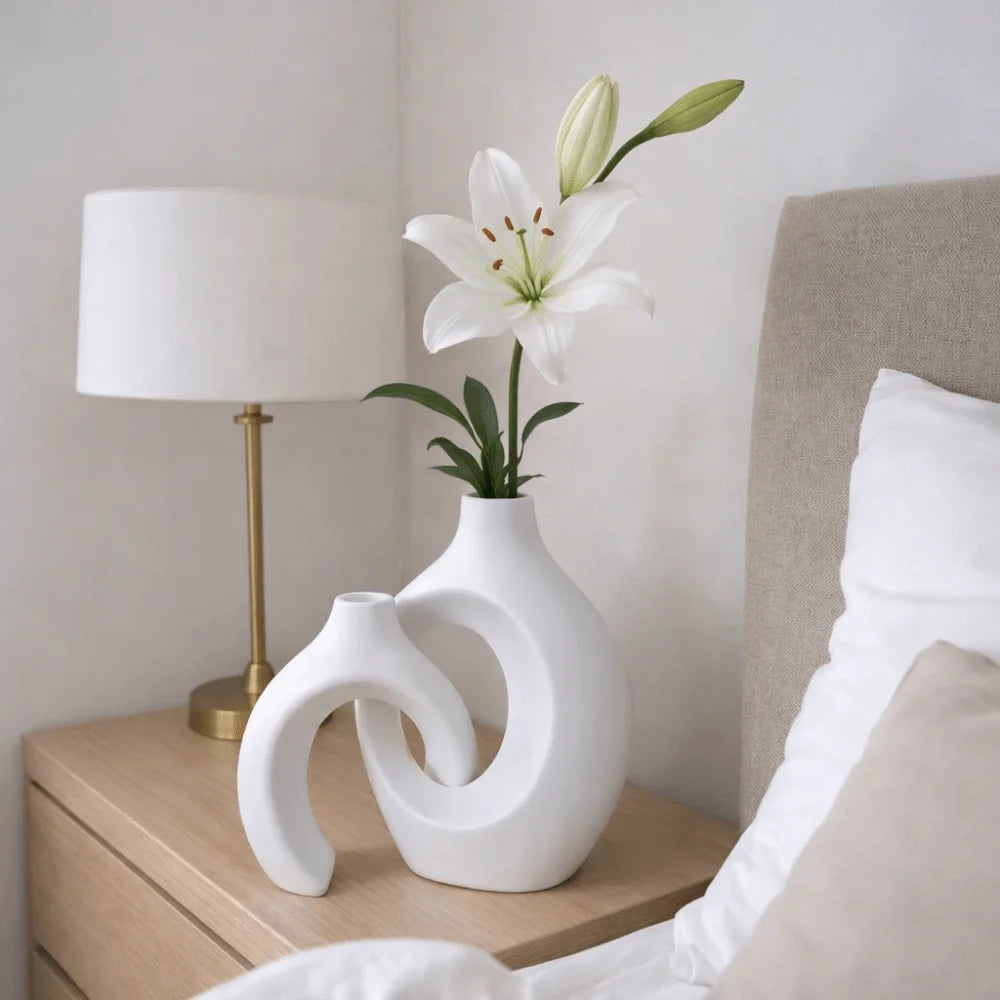sardo-Ensemble de 2 vases décoratifs design minimaliste blanc