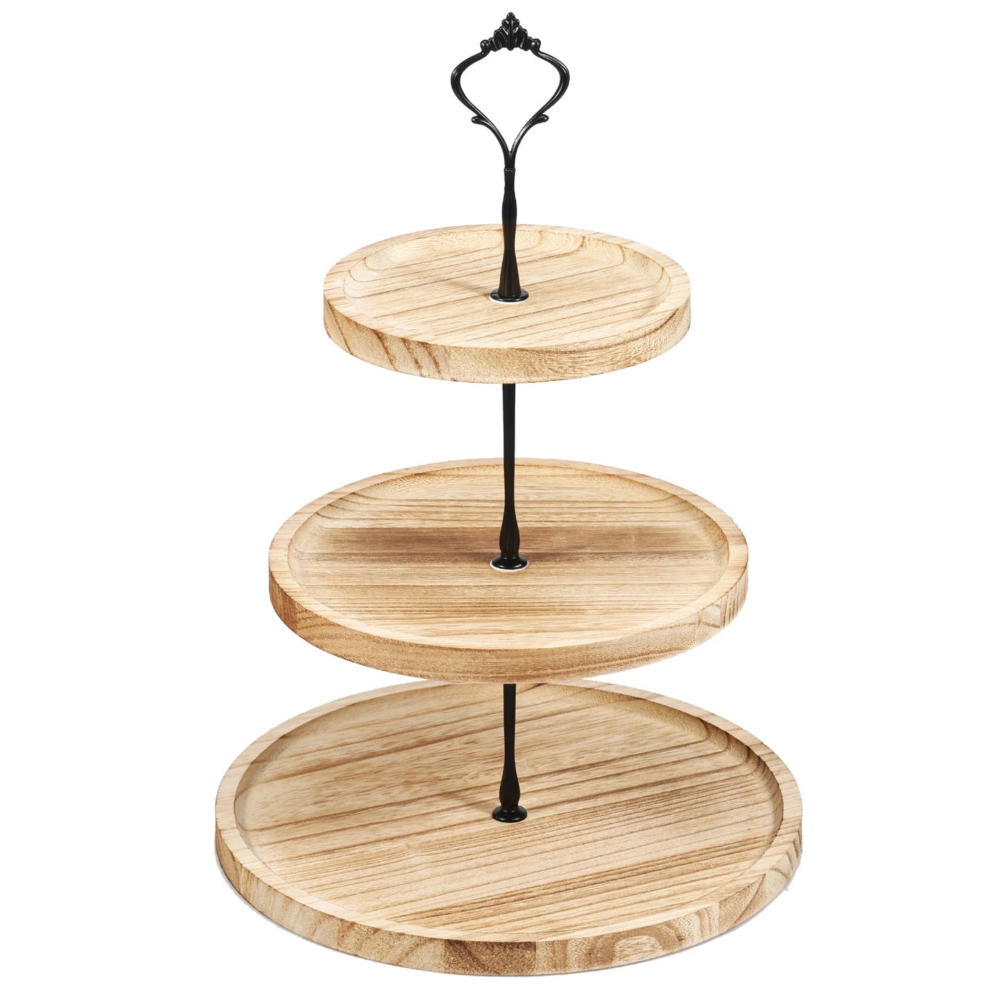Duchesse-Présentoir à gâteaux rond à 2 ou 3 niveaux effet bois