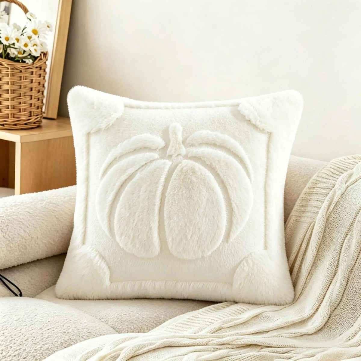 Housse de coussin citrouille 3D – Décoration d’automne