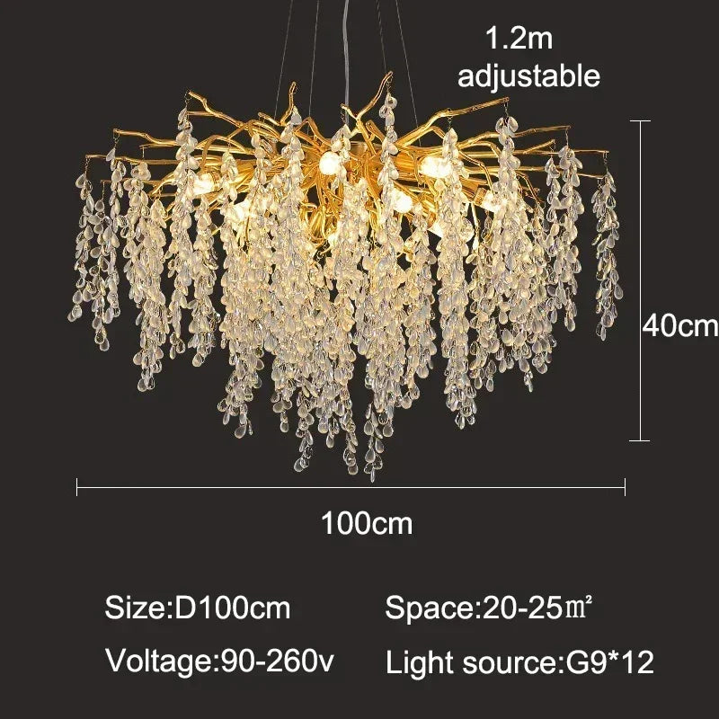 Dubaï-Suspension cristal moderne dorée – lustre design salon