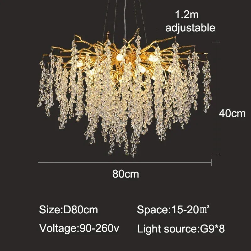 Dubaï-Suspension cristal moderne dorée – lustre design salon