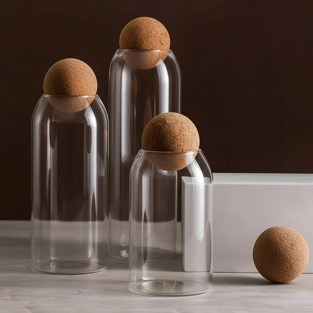 Provence-Bocaux en verre hermétiques avec couvercle bois – Rangement élégant