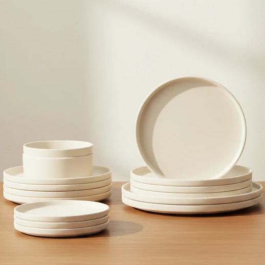 Salva-Service de table en céramique crème