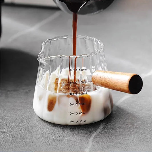 Nespresso-Tasse doseuse expresso en verre avec anse en bois – 180 ml