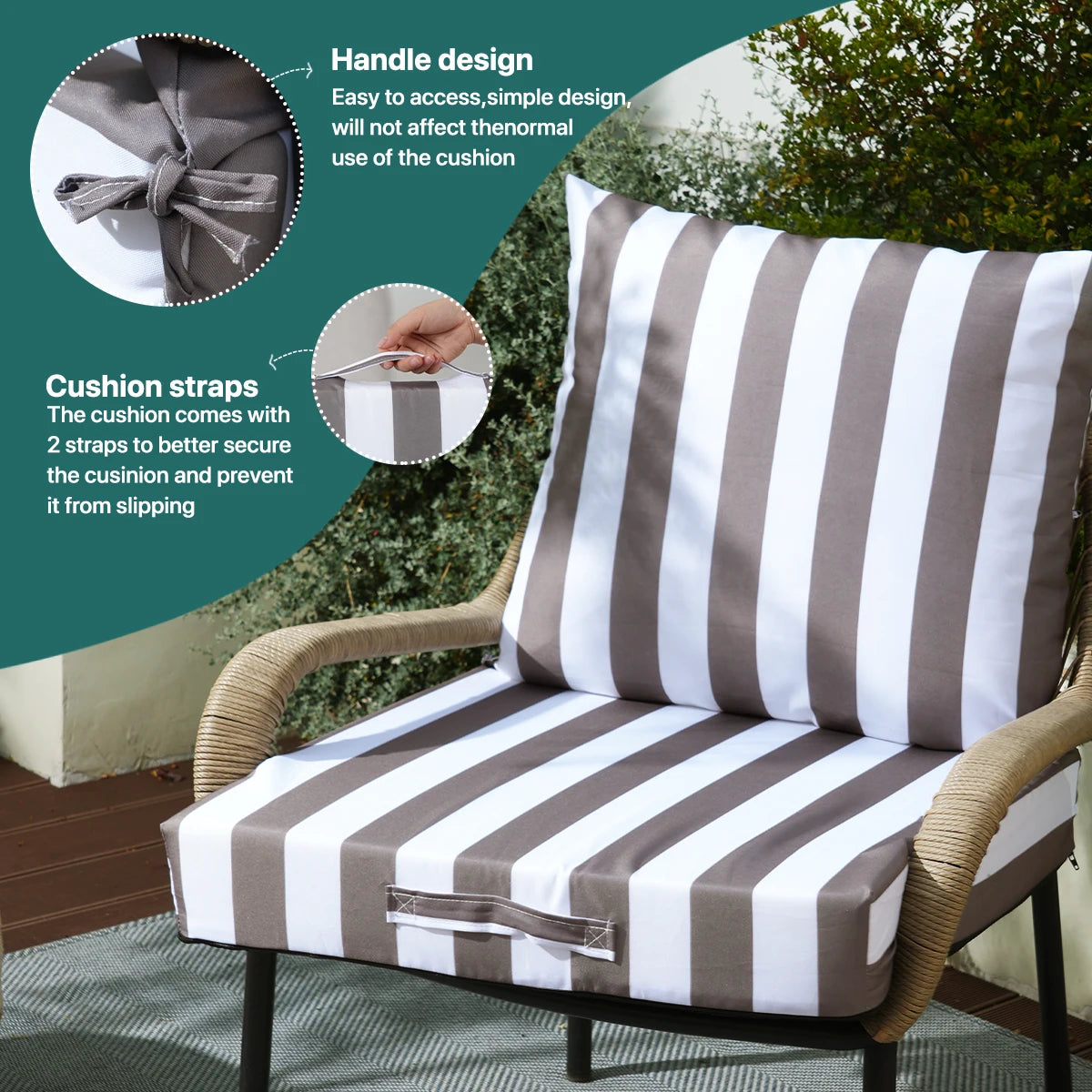 Pam-Coussin de transat extérieur imperméable rayé bleu et blanc