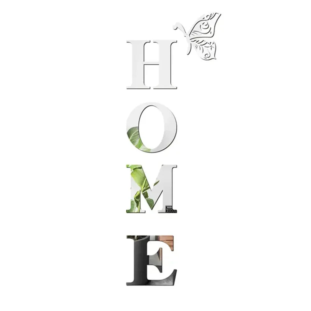 Lettres décoratives murales miroir HOME