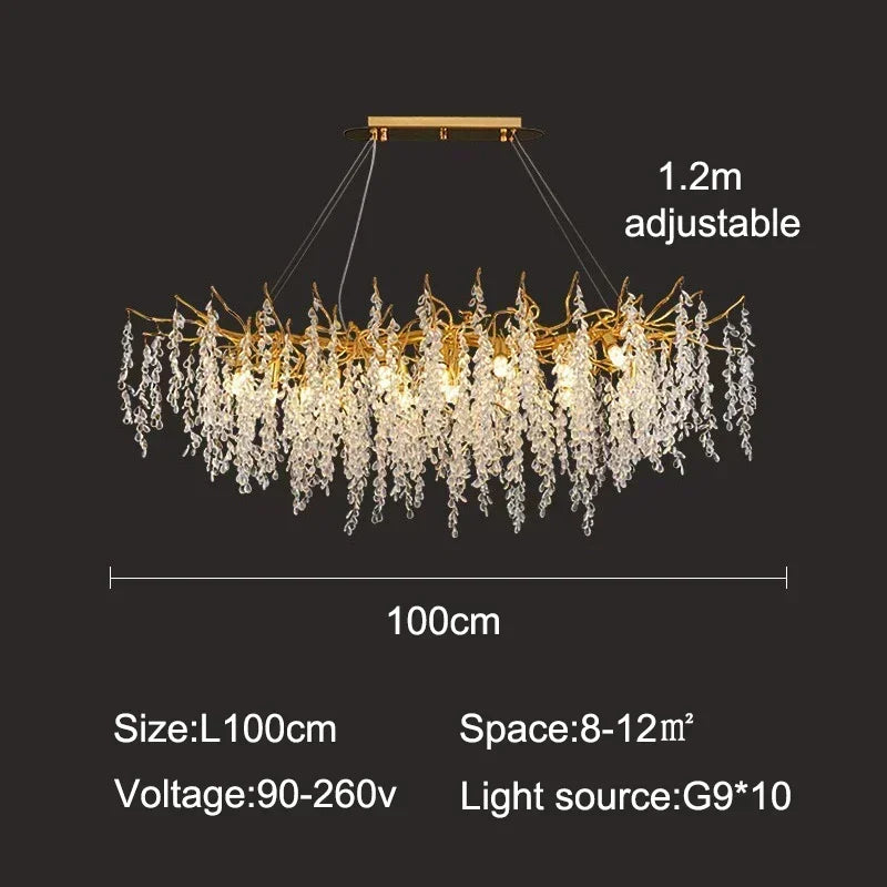 Dubaï-Suspension cristal moderne dorée – lustre design salon