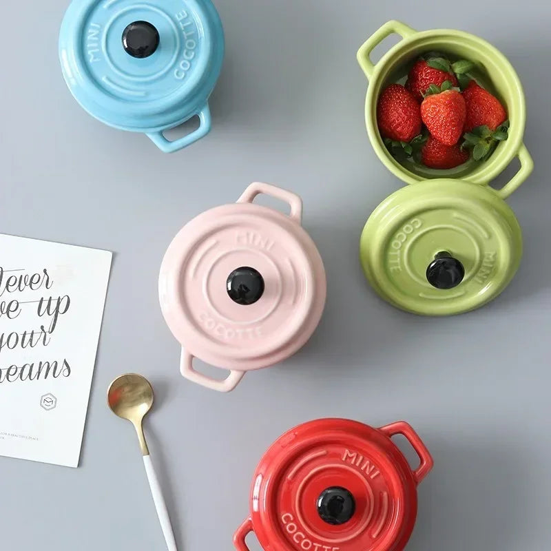Florence-Mini cocotte en céramique avec couvercle – Élégance et cuisson individuelle
