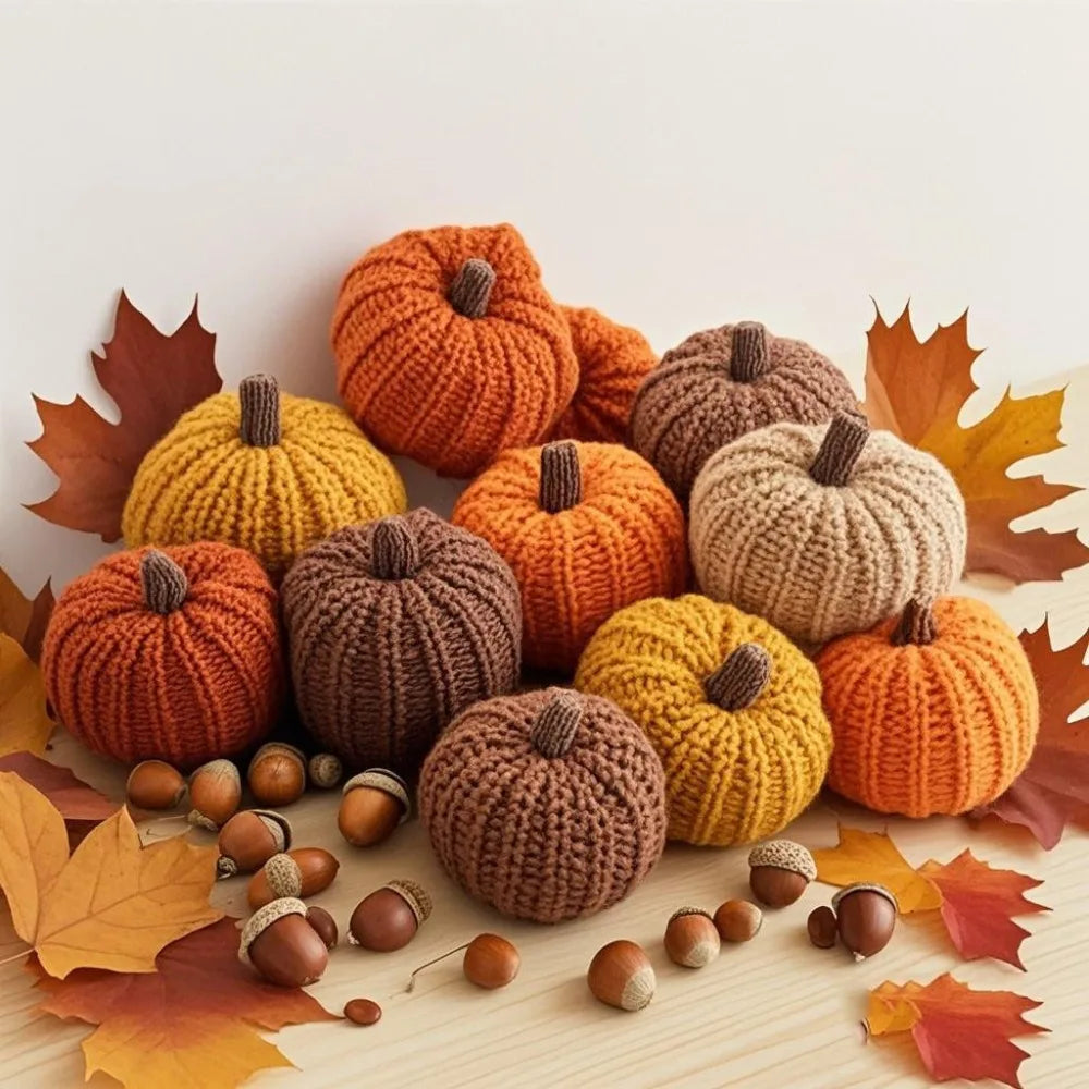 Citrouille décorative tricotée – Ornement doux pour l’automne