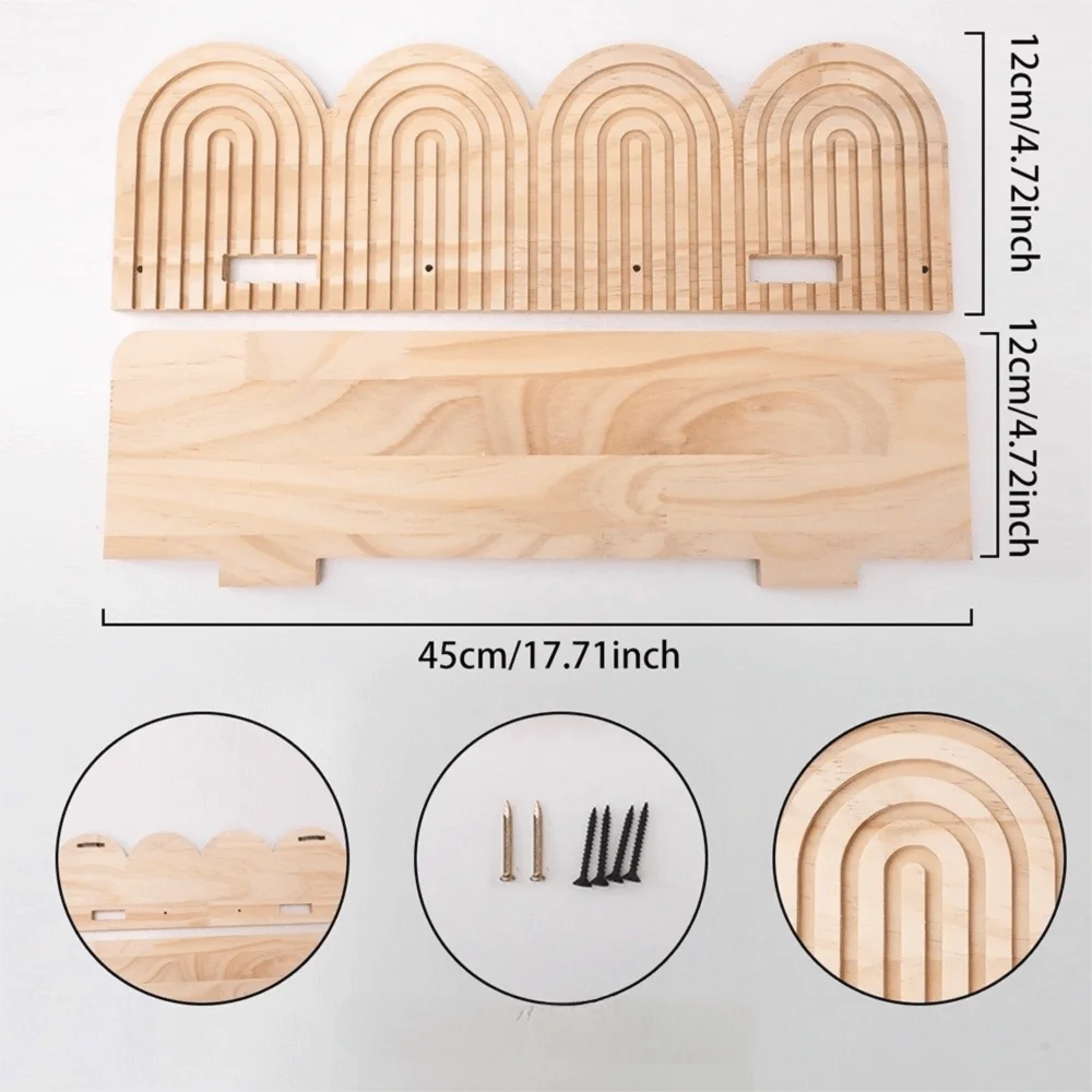 Bohème-Étagère murale bohème en bois – décoration murale design arche