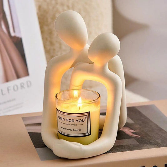 Flamme-Statue décorative en résine – Couple minimaliste porte-bougie