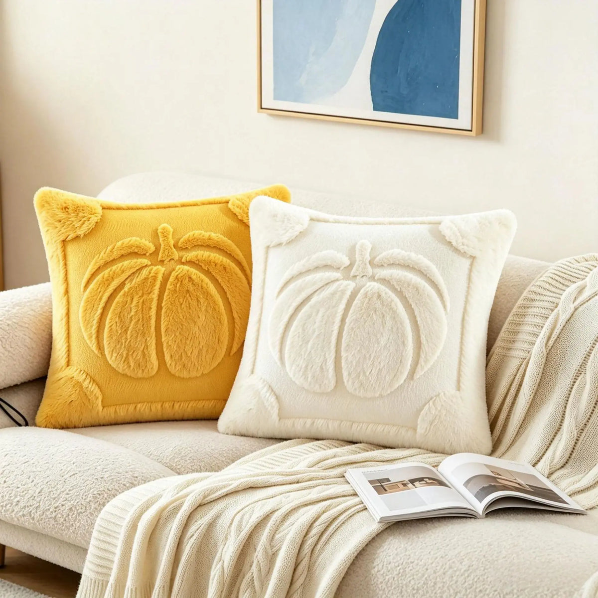 Housse de coussin citrouille 3D – Décoration d’automne
