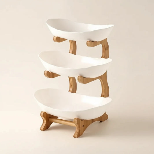 Présentoir à étages en bois – plateau décoratif élégant