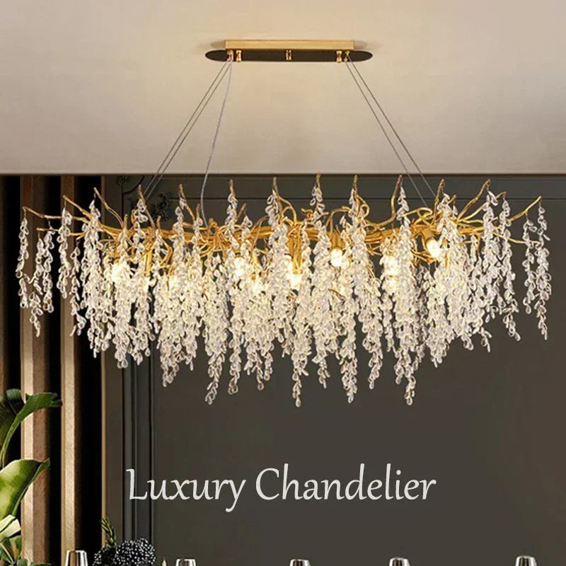 Dubaï-Suspension cristal moderne dorée – lustre design salon