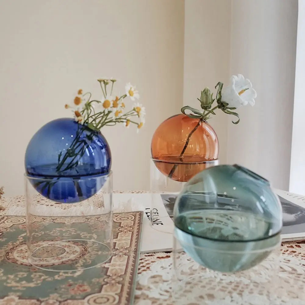 Vase Soliflore Boule en Verre Coloré