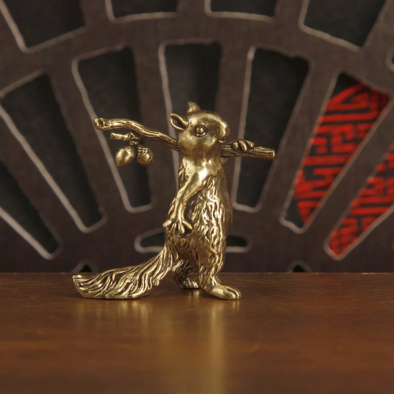Figurine écureuil vintage en laiton – Décoration
