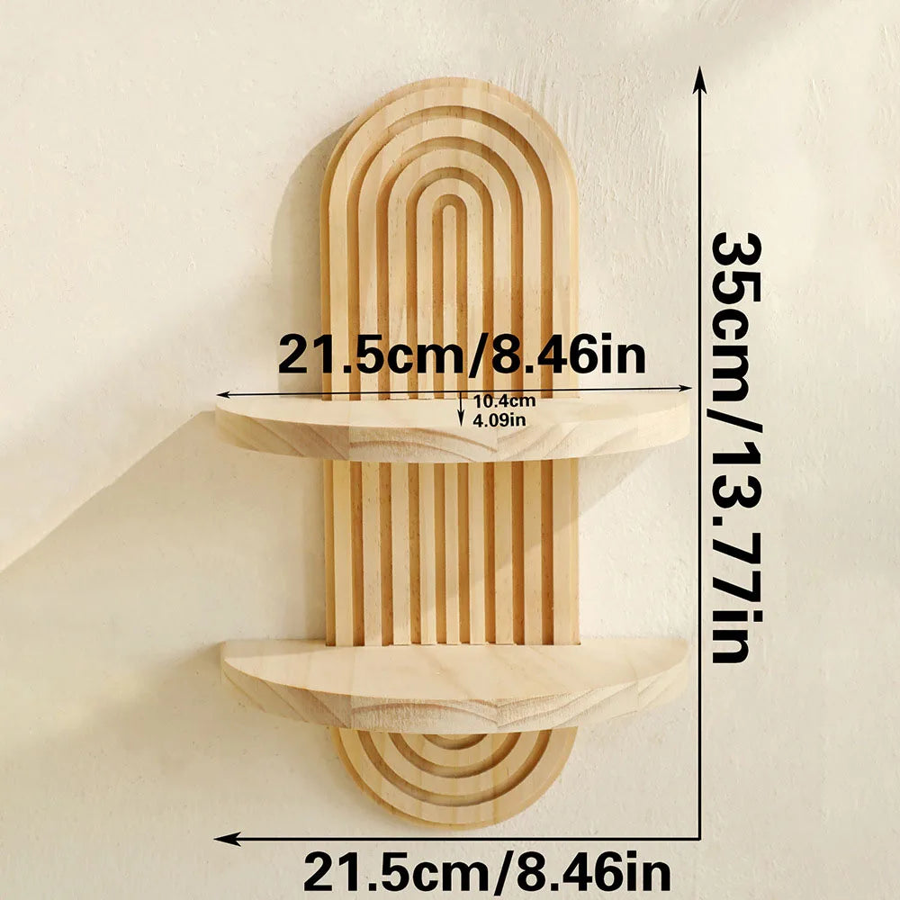 kléra-Étagère murale en bois style bohème – Décoration murale naturelle (1 ou 2 niveaux)