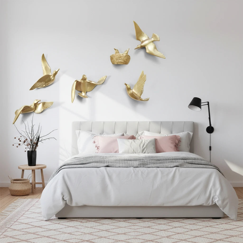 Vola-Décoration murale oiseaux dorés – Design bohème chic et moderne