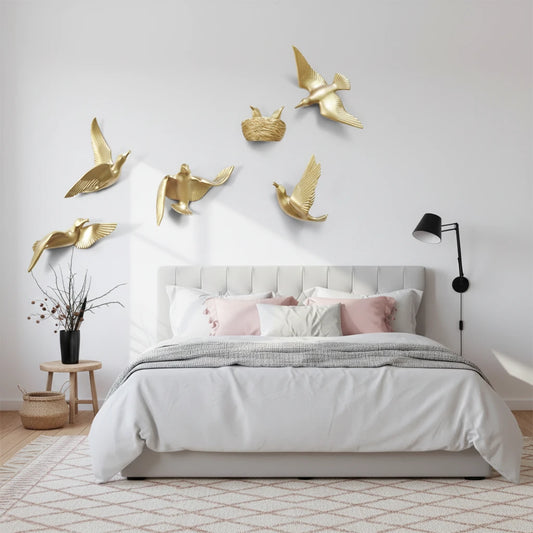 Vola-Décoration murale oiseaux dorés – Design bohème chic et moderne