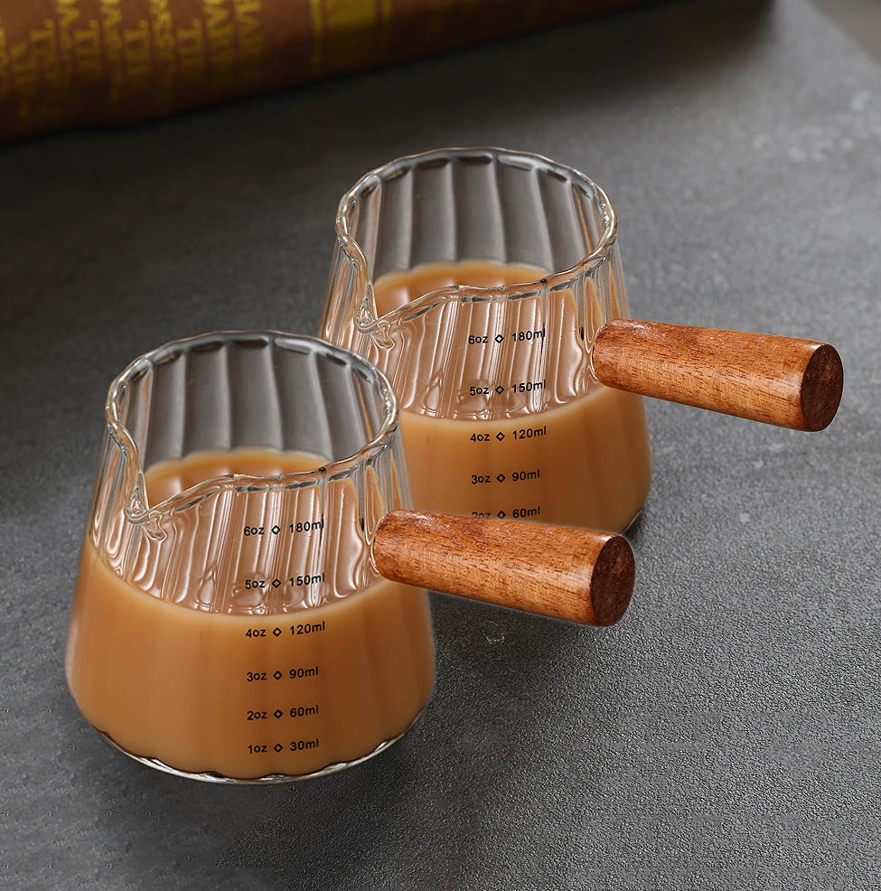 Nespresso-Tasse doseuse expresso en verre avec anse en bois – 180 ml