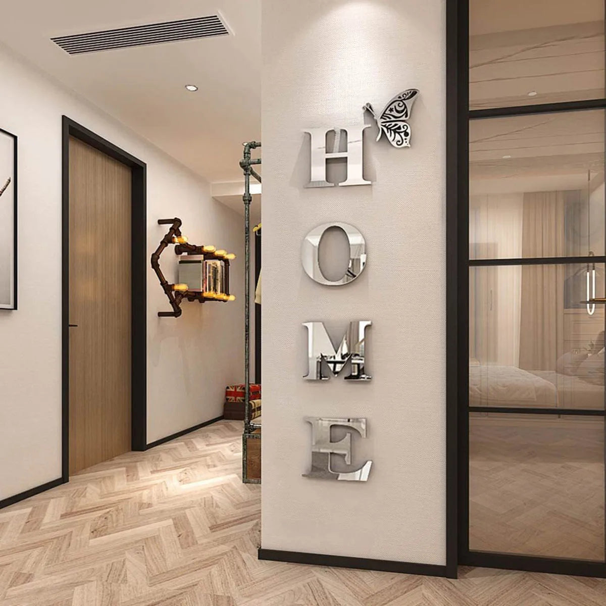 Lettres décoratives murales miroir HOME
