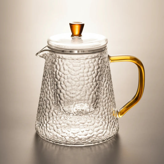 Théière en verre texturé avec infuseur – Élégance japonaise