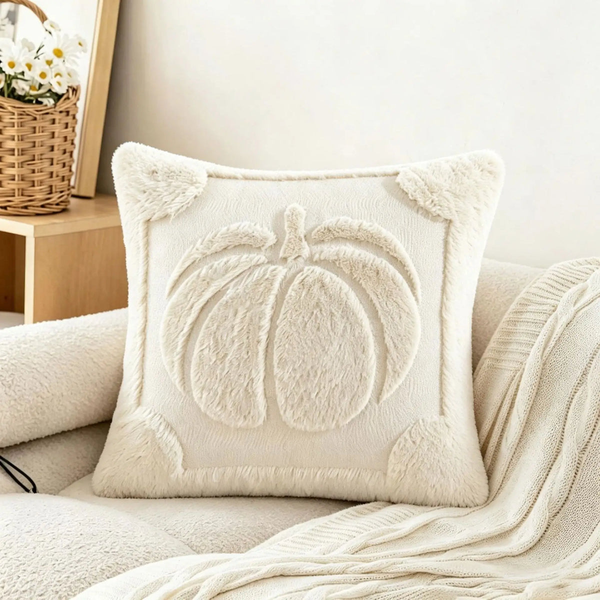 Housse de coussin citrouille 3D – Décoration d’automne