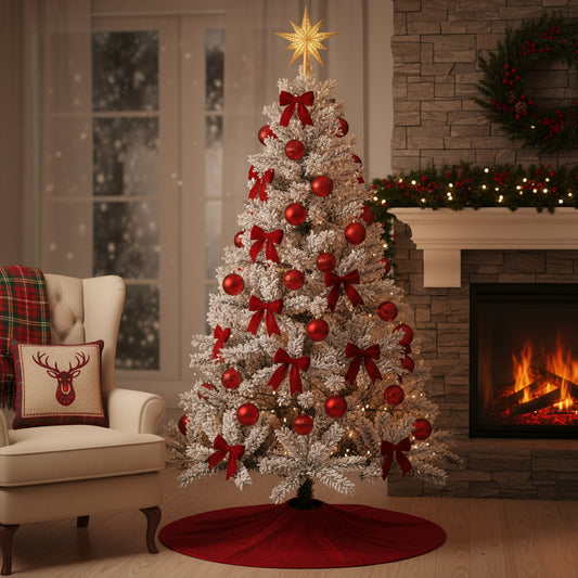 Sapin de Noël Artificiel 230 cm – Branches Enneigées et Forme Généreuse