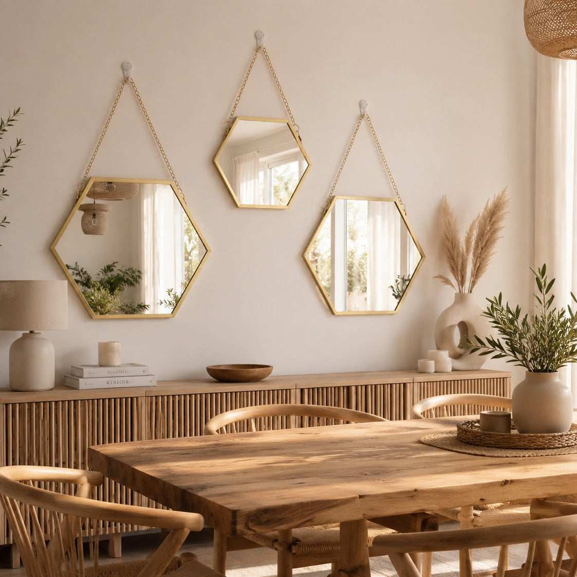 Octavia-Miroirs Hexagonaux Dorés Design