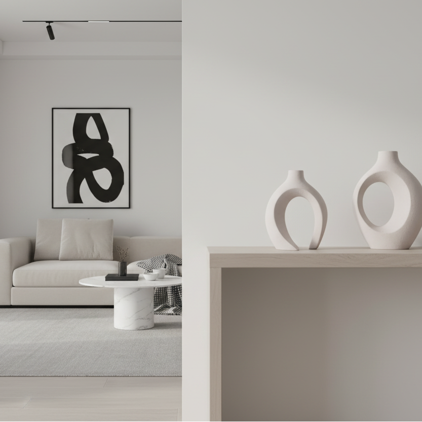 sardo-Ensemble de 2 vases décoratifs design minimaliste blanc