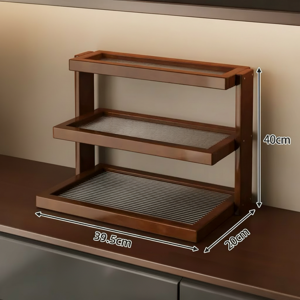 Étagère de rangement en bambou pour tasses et accessoires