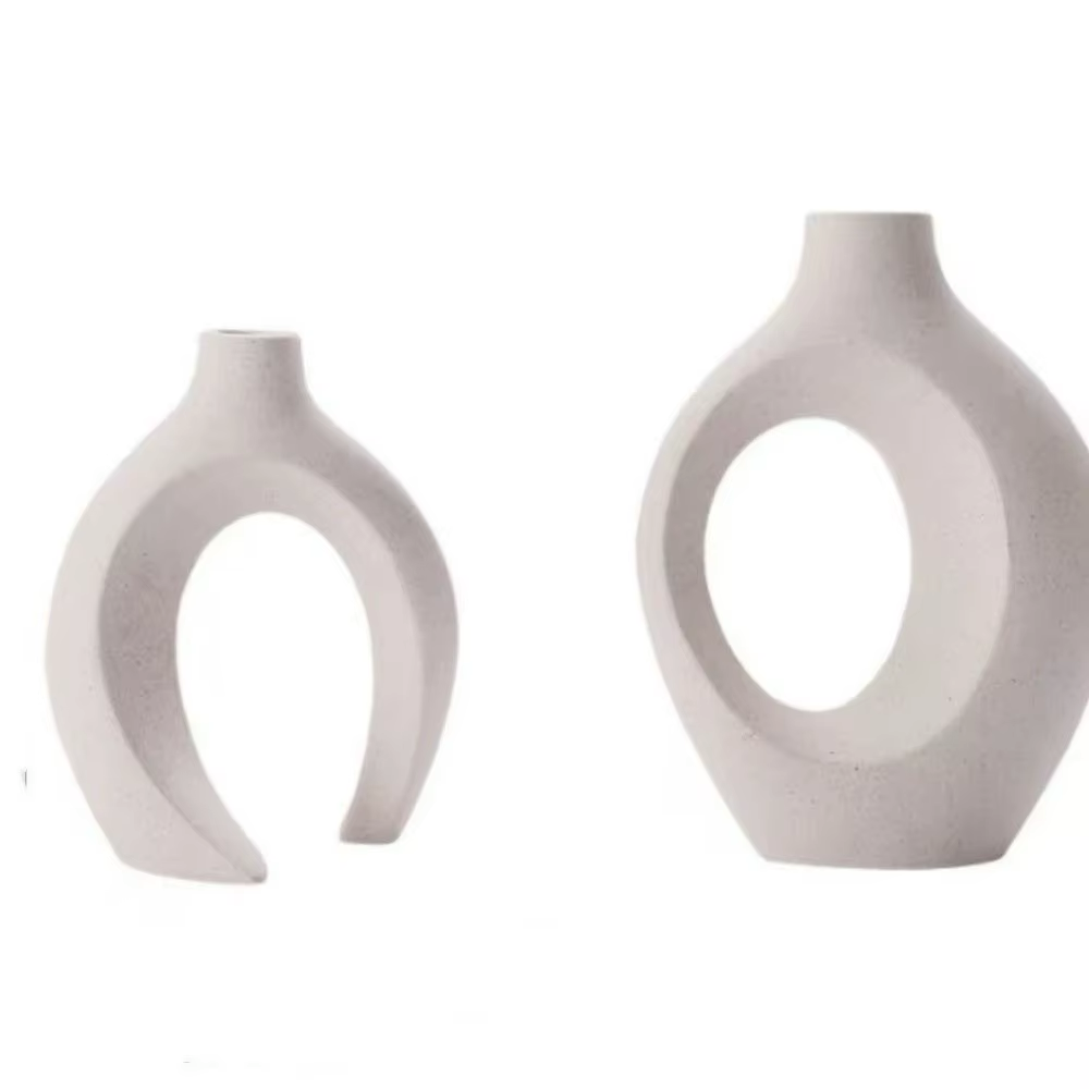 sardo-Ensemble de 2 vases décoratifs design minimaliste blanc