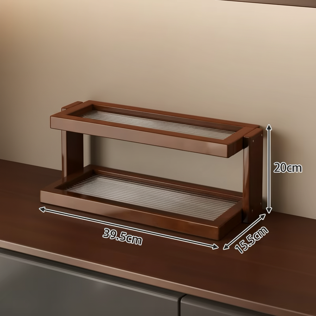 Étagère de rangement en bambou pour tasses et accessoires