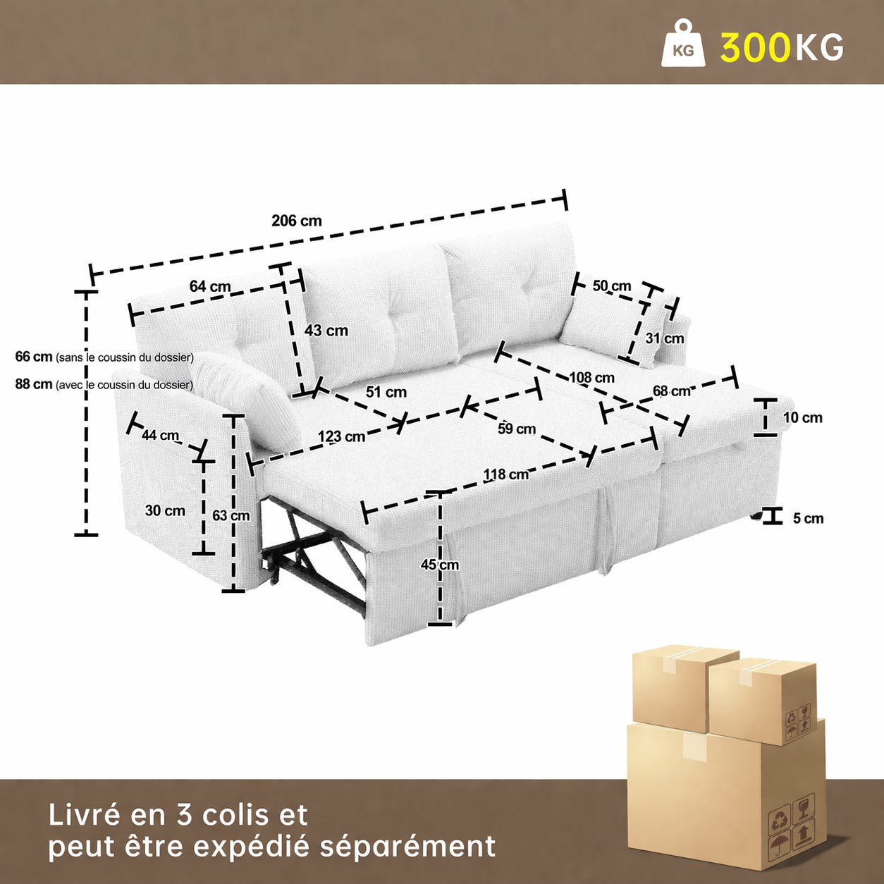 Hugo-Canapé d’angle convertible modulable avec coffre de rangement gris foncé