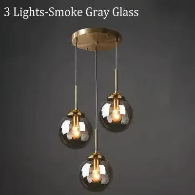 Marbella-Suspension verre ambré design – Luminaire moderne E27 pour salon ou salle à manger